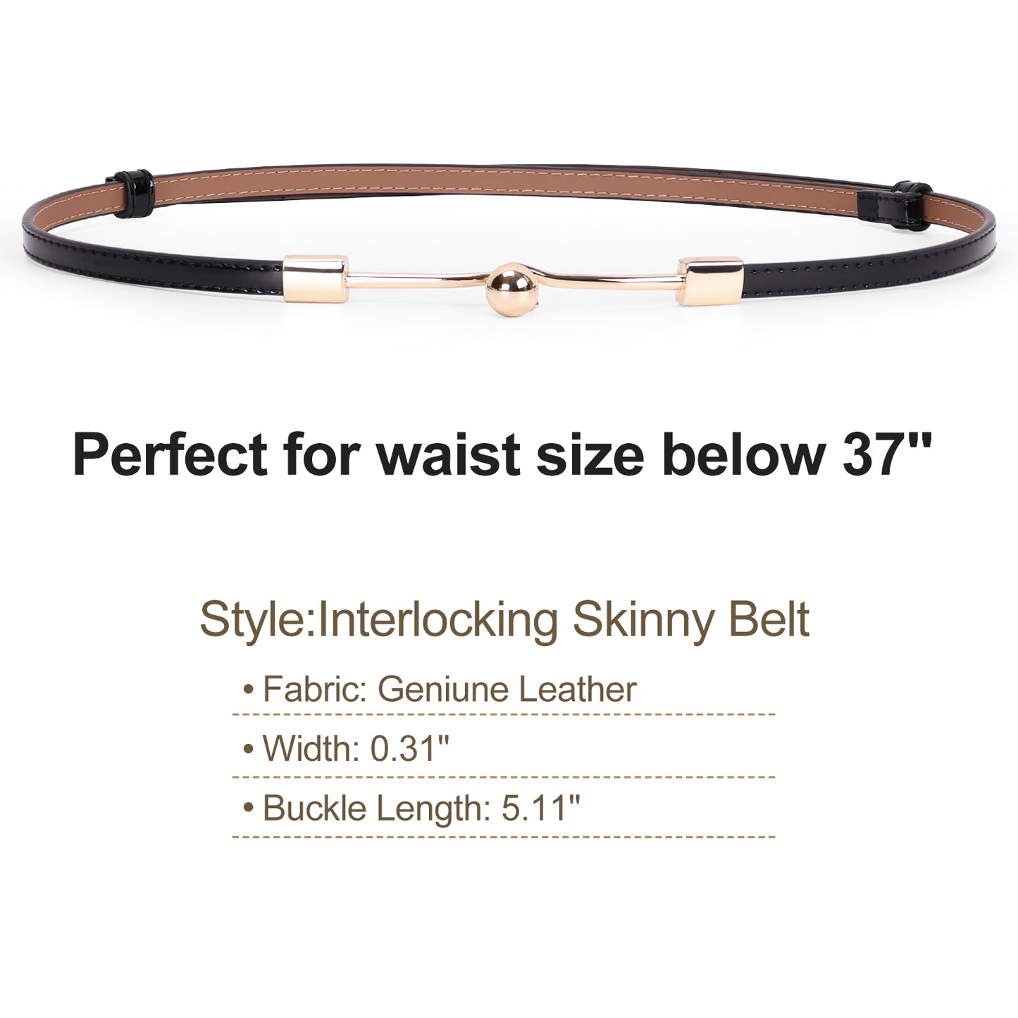 JASGOOD Women Skinny Leather Belt Adjustable Thin Waist Belt with Metal Buckle for Dress 