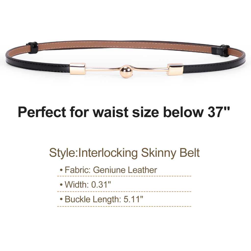 JASGOOD Women Skinny Leather Belt Adjustable Thin Waist Belt with Metal Buckle for Dress 