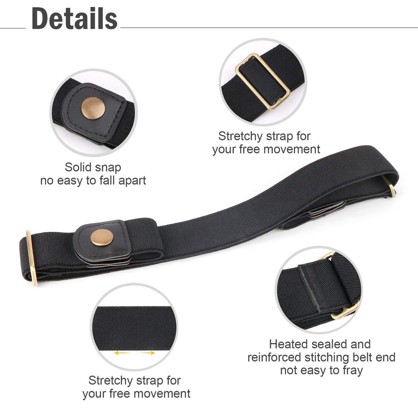 Buckle Free Women Stretch Belt Plus Size No Buckle/Show Invisible Belt for Jeans Pants Dresses 