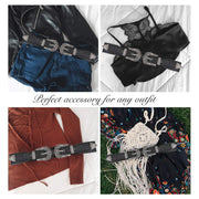 Women Leather Belts Ladies Vintage Western Design Black Waist Belt for Pants Jeans Dresses 