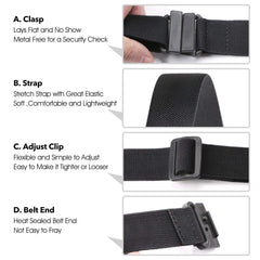 No Show Women Stretch Belt Invisible Elastic Web Strap Belt with Flat Buckle for Jeans Pants Dresses 