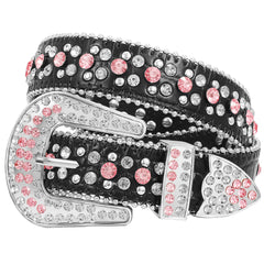 Kids Fashion Rhinestone Shiny Crystal Studded Leather Belts