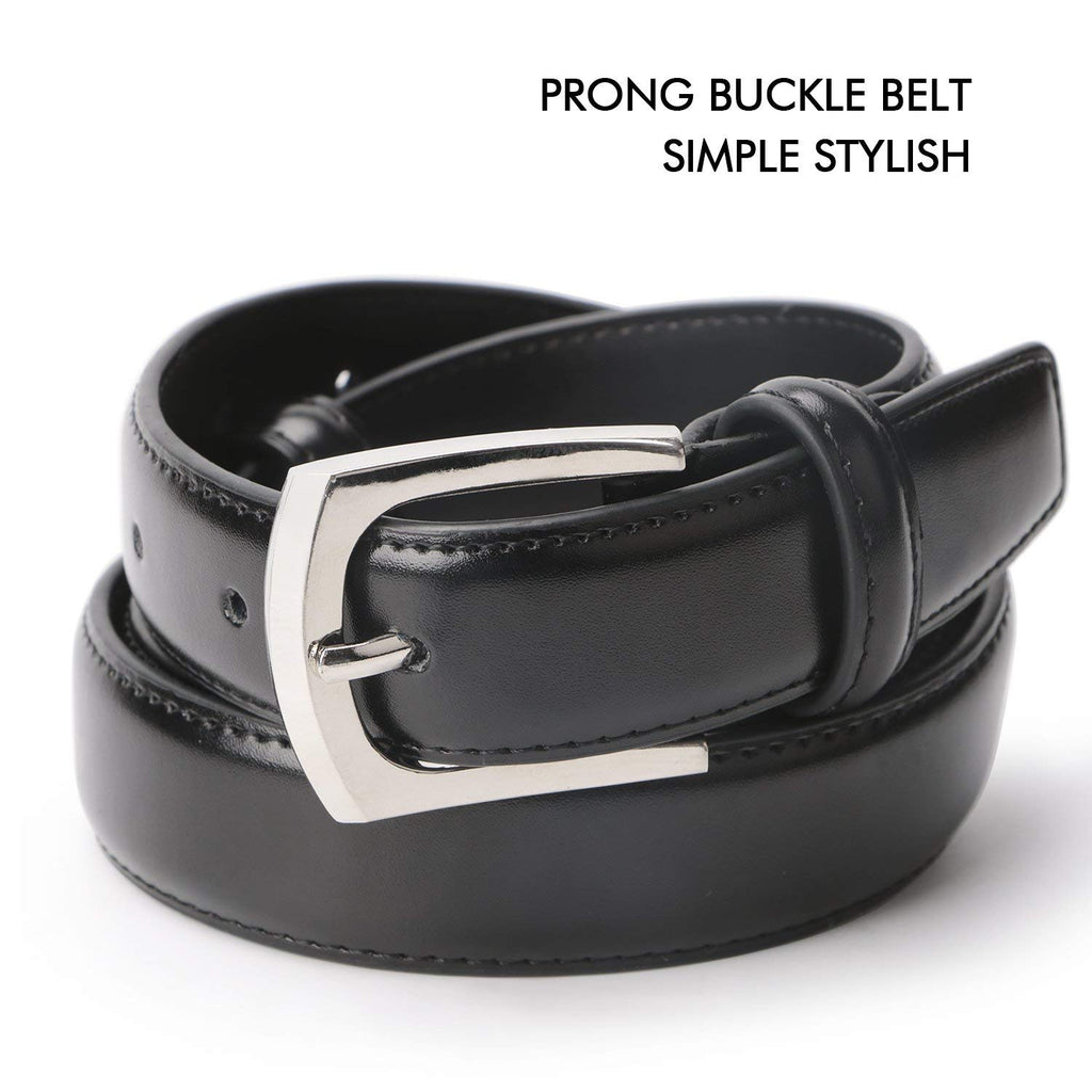 Men's Dress Belt Genuine Leather Black Design Belt with Prong Buckle Elegant Gift Box 