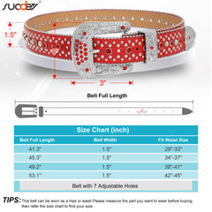 Fashion Rhinestone Shiny Crystal Studded Leather Belts Men Women