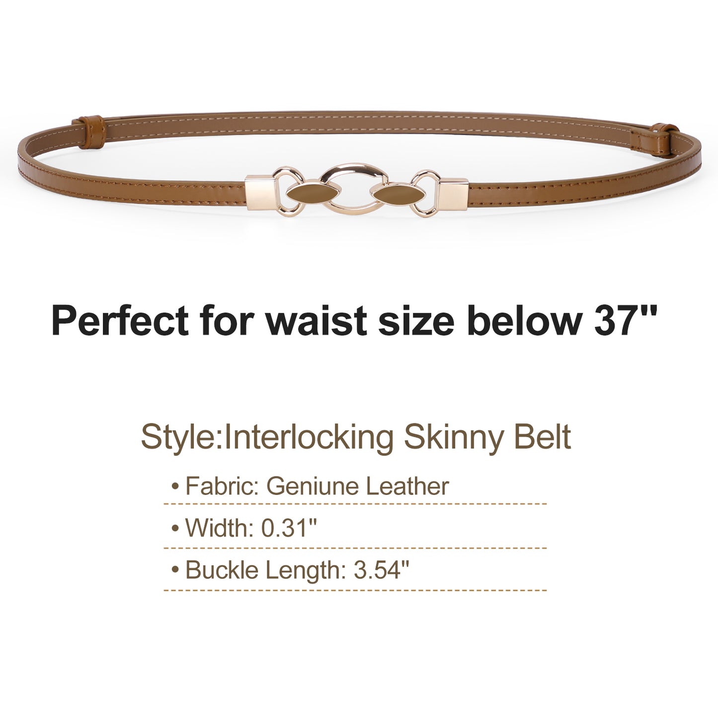 JASGOOD Women Skinny Leather Belt Adjustable Thin Waist Belt with Metal Buckle for Dress 