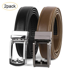 2 Pack Leather Ratchet Dress Belt  with Automatic Buckle for men by JASGOOD 