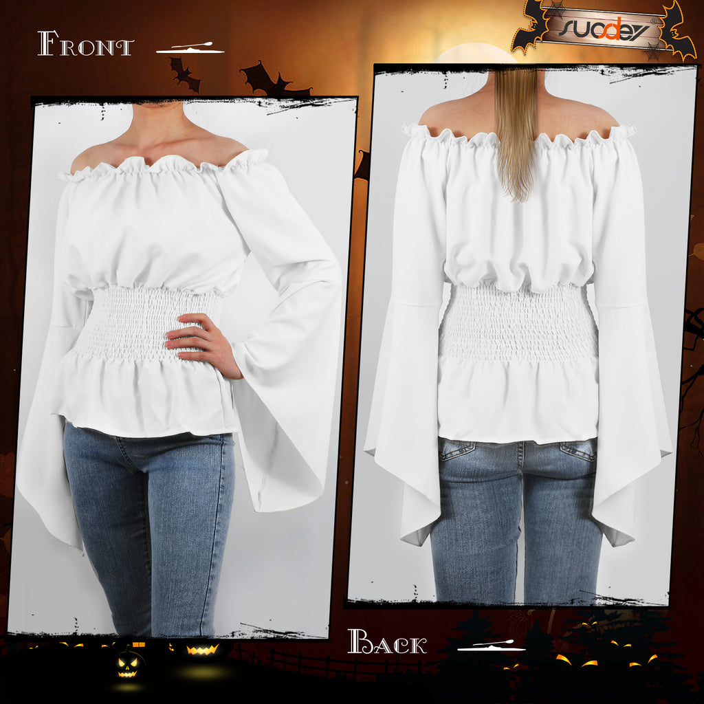 Women Clothes Halloween Cosplay  Renaissance Elastic Stretchy Shirt