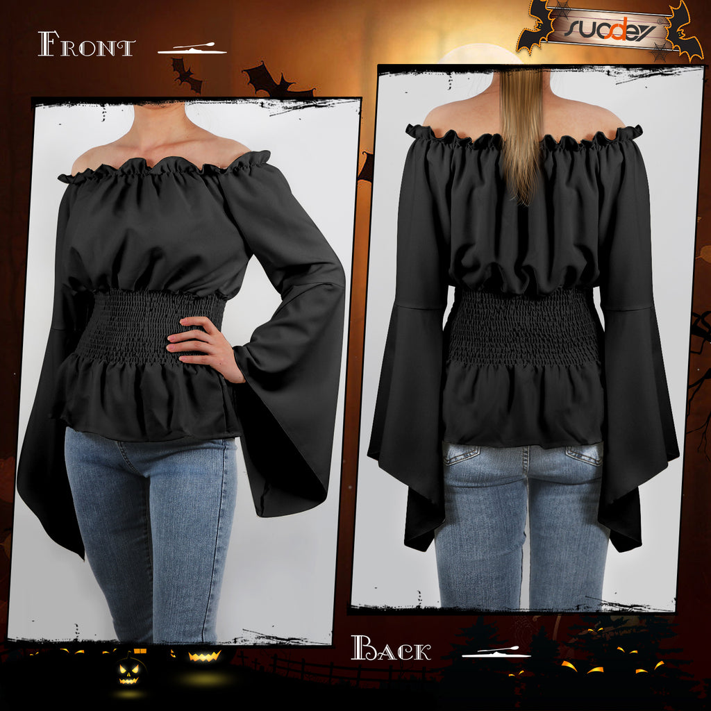 Women Clothes Halloween Cosplay  Renaissance Elastic Stretchy Shirt
