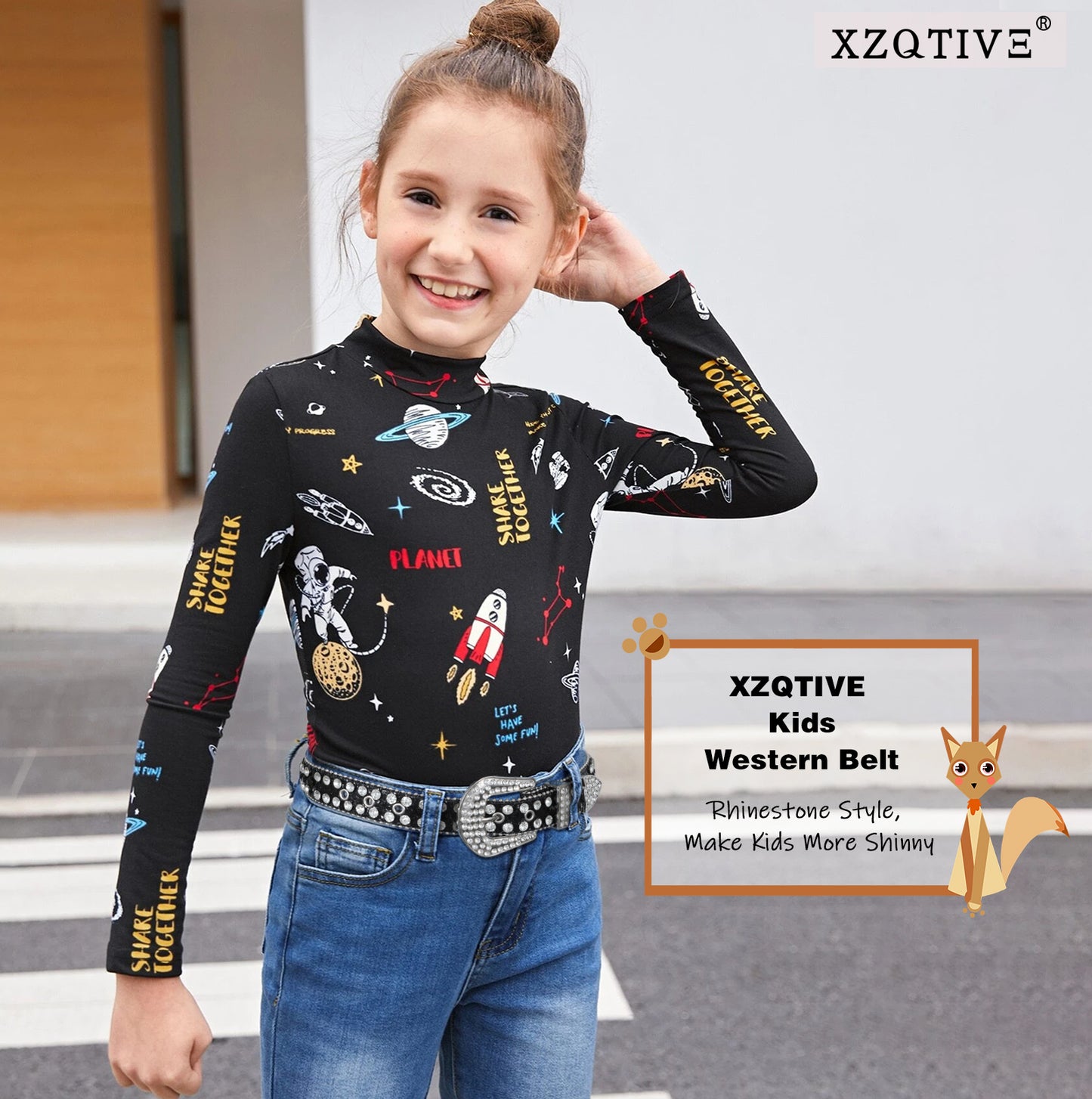 Kids Fashion Rhinestone Shiny Crystal Studded Leather Belts