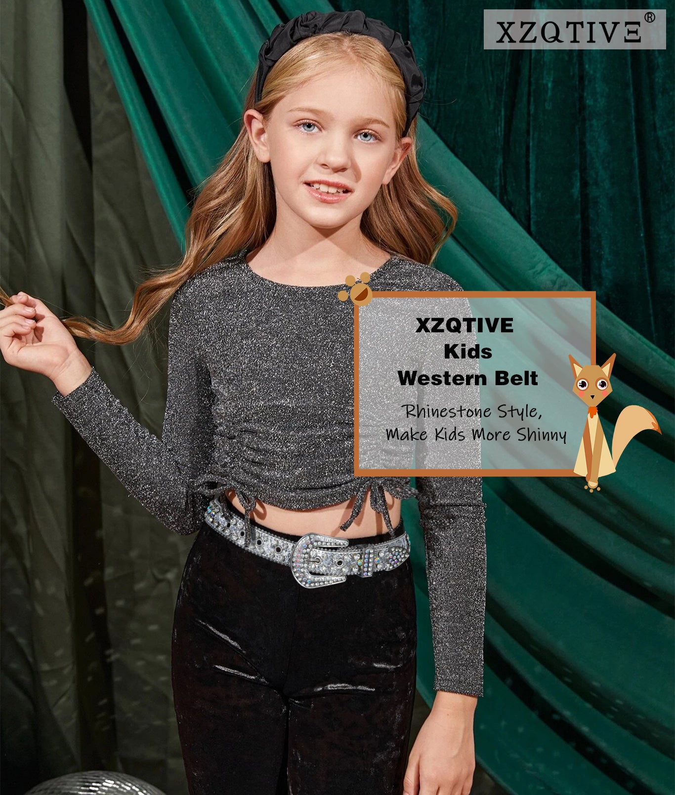 Kids Fashion Rhinestone Shiny Crystal Studded Leather Belts - JASGOOD OFFICIAL
