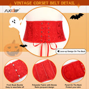 Women's Jacquard Brocade Corset Waist Belt, Underbust Steel Boned Lace Up Satin Bustier Waspie Belt by SUOSDEY