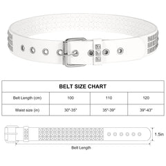 Punk Rivet Studded Belt Goth Row Pyramid Square Bead PU Leather Vintage Punk Rock Grommet Belt for Jeans Pants