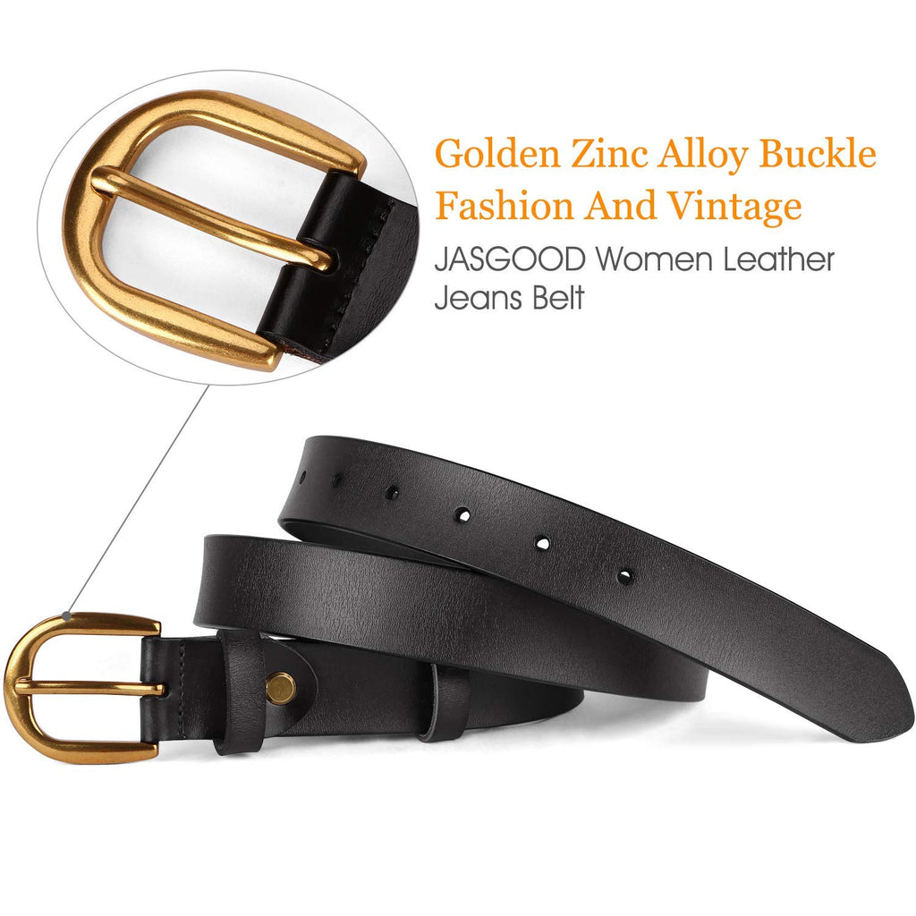 Whippy Women Casual Leather Belt for Jeans, 1.2 Inch Wide with Golden Buckle 