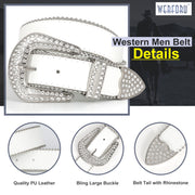 Luxury Crystal Skull designer  Diamond Studded Rhinestone Belts Western Sparkle Leather Men Women Belt