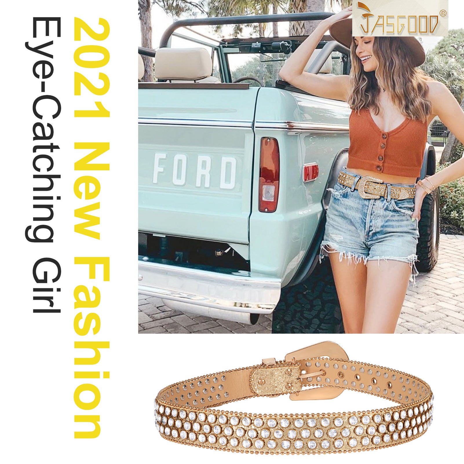 JASGOOD Fashion Rhinestones Belt - JASGOOD OFFICIAL