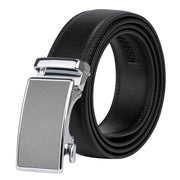 Men's Ratchet Leather Belt for Dress, Sliding Automatic Buckle Belt Fit Waist up to 50 Inch 