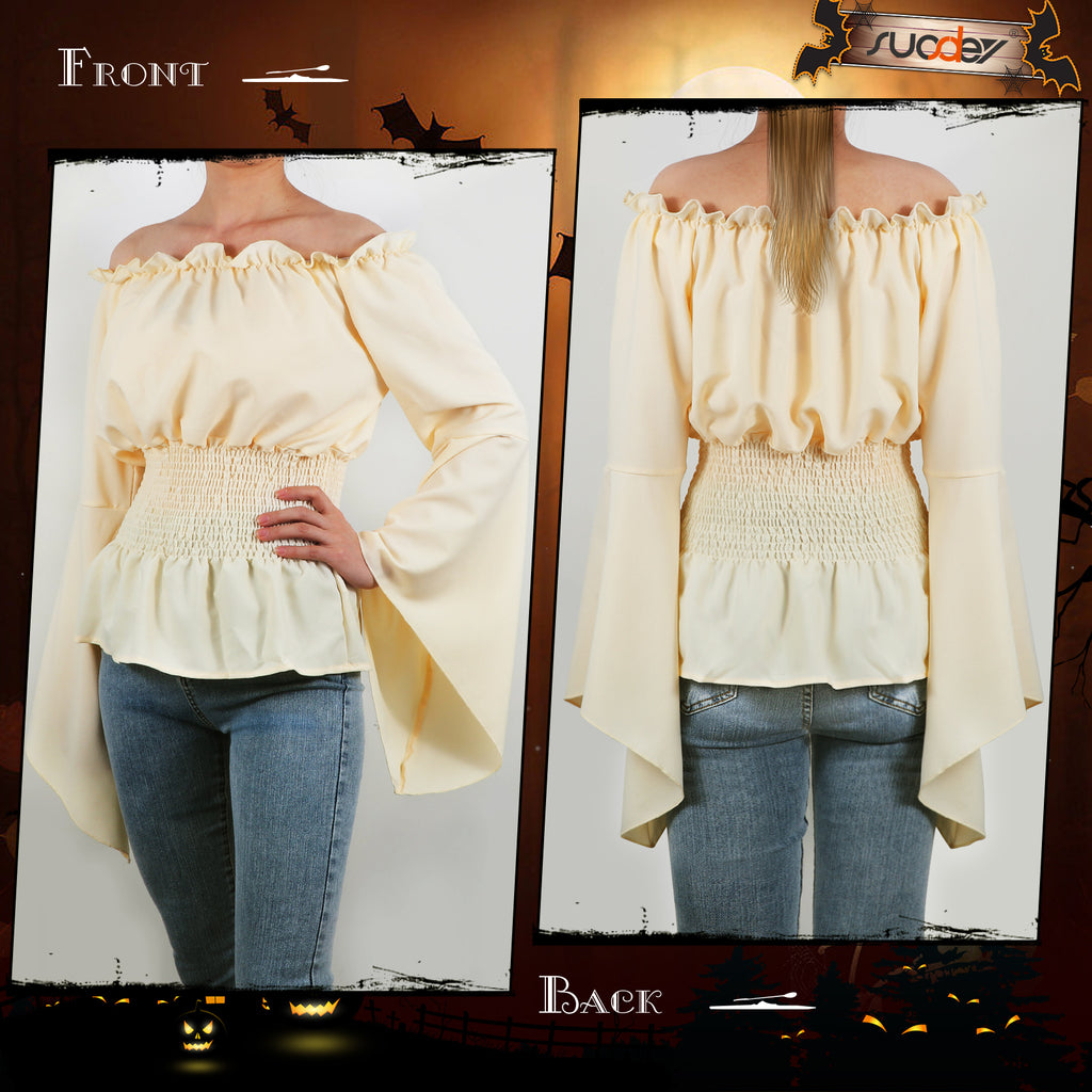 Women Clothes Halloween Cosplay  Renaissance Elastic Stretchy Shirt