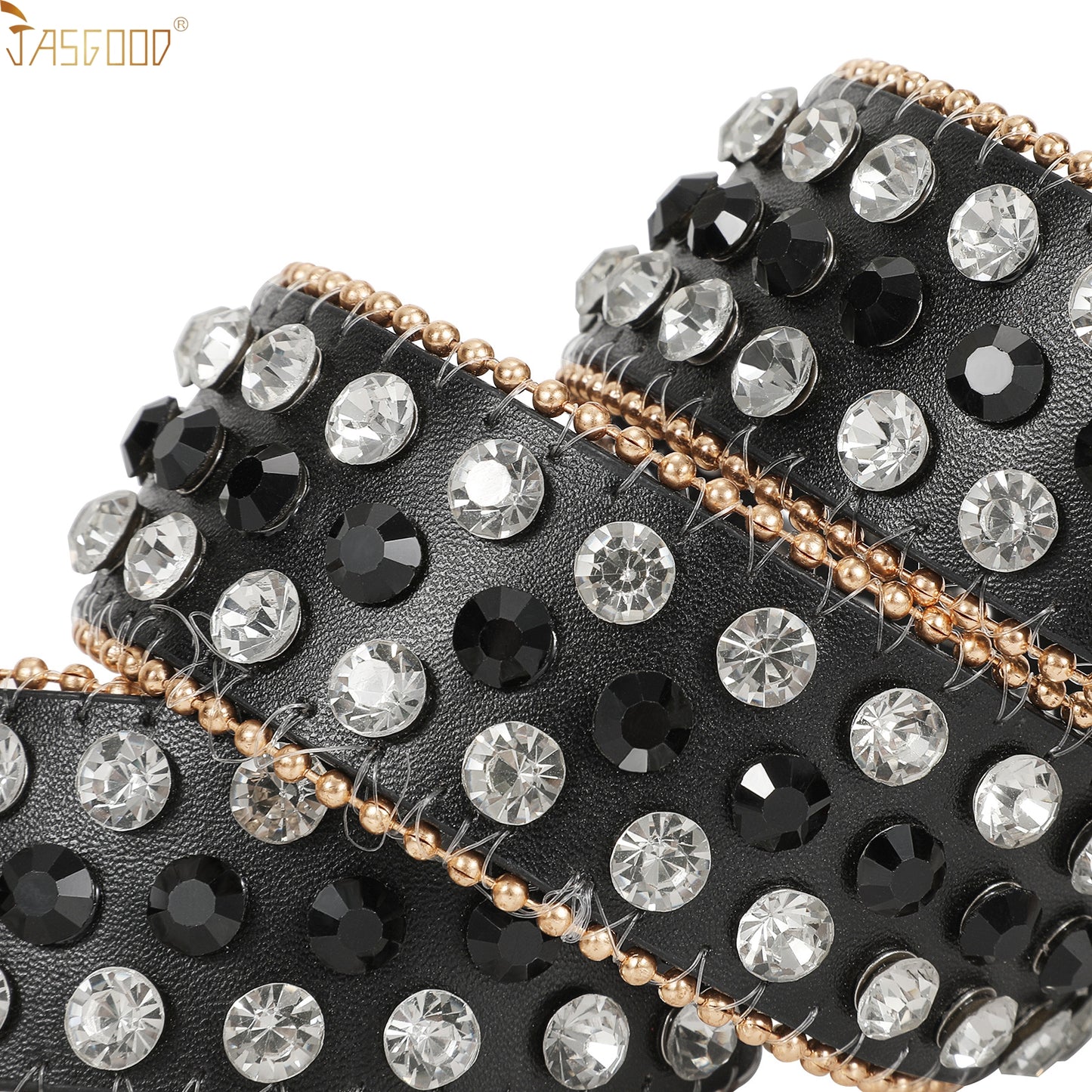 Halloween Rhinestone Belt for Women  Western Cowgirl Bling Studded Leather Belt for Jeans Pants - JASGOOD OFFICIAL