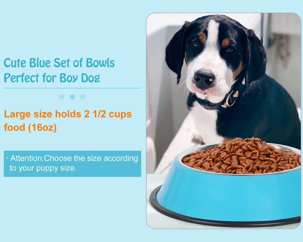 Stainless Steel Dog Bowl for Small/Medium/Large Dog,Cat,Pet-Food/Water Bowls with Rubber Base Reduce Spill Set of 2 - JASGOOD OFFICIAL