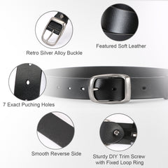 Women Leather Belt for Jeans Pants Ladies Dresses Belt Alloy Metal Buckle Belt for Women By JASGOOD 