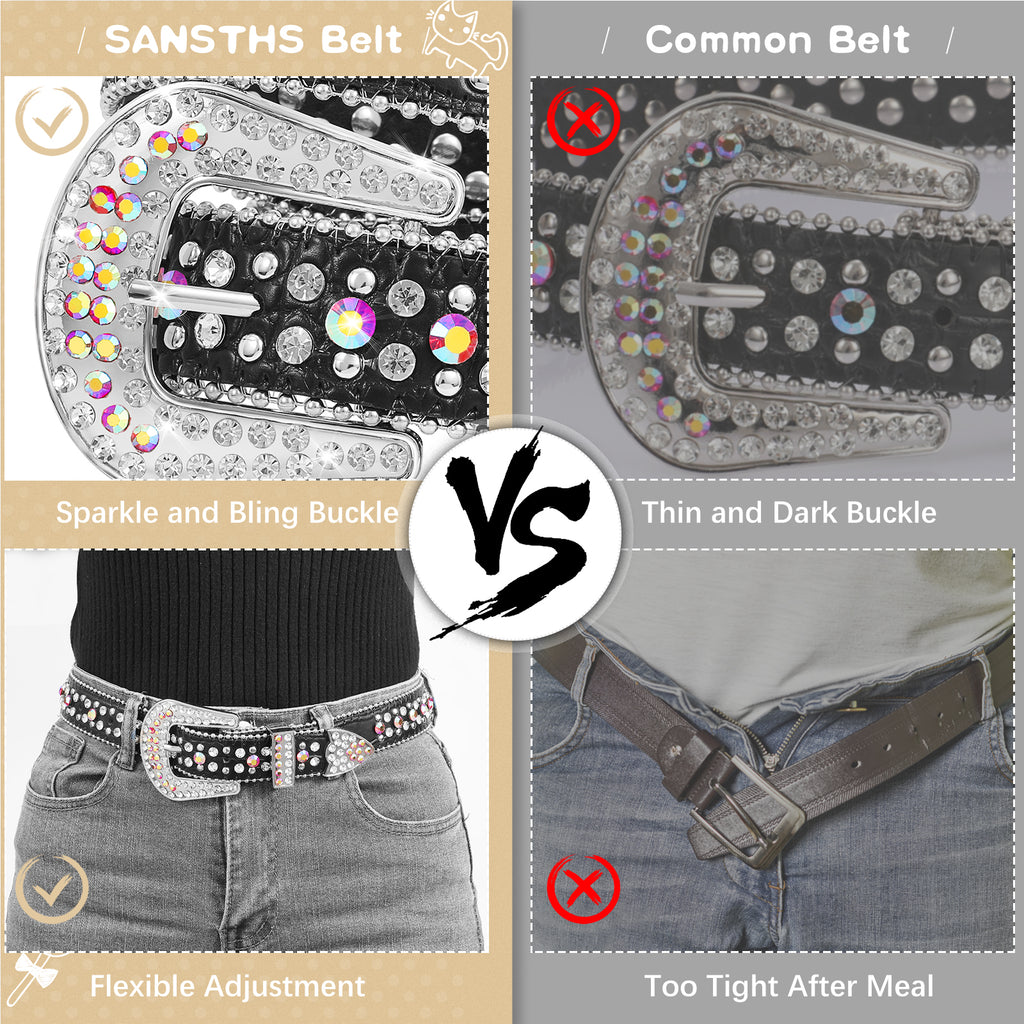 Kids Fashion Rhinestone Shiny Crystal Studded Leather Belts