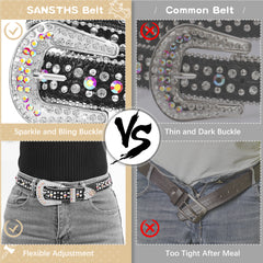 Kids Fashion Rhinestone Shiny Crystal Studded Leather Belts