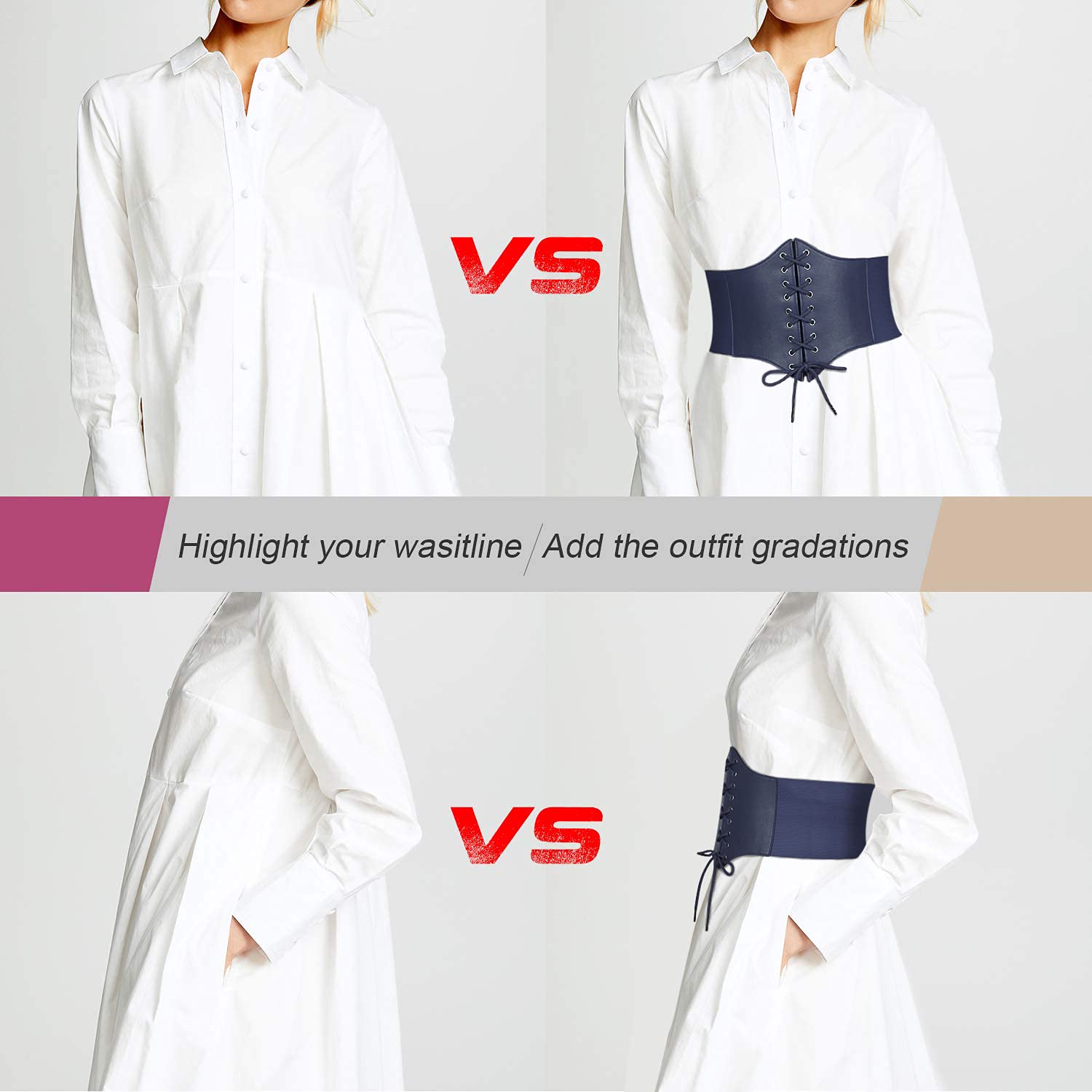 Women’s Elastic Costume Waist Belt Lace-up Tied Waspie Corset Belts for Women by JASGOOD - JASGOOD OFFICIAL