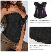 JASGOOD Women Lace-up Bustier Corset Top Sexy Overbust Body Shapewear Waist Cincher Corset