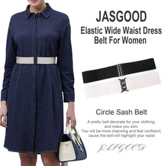 Vintage Wide Elastic Waist Belt Waistband Dress Stretchy Cinch Belt For Women 1.8 Inch Wide by JASGOOD 