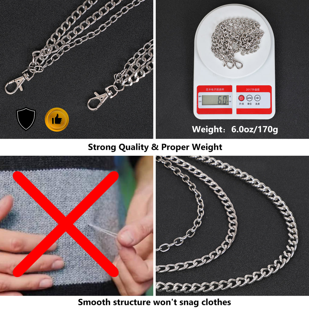 JASGOOD Fashion Belt Chain Pants Chain Jeans Chain Decorative Chain Metal Waist Chain Hip Hop Punk Rock Keychain Loop Chain for Women/Men 