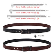 Women Leather Reversible Belt, Ladies Belt for Jeans with Rotated Buckle by JASGOOD 