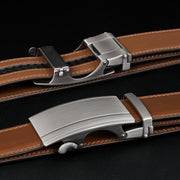 Men’s Leather Ratchet Belt Comfort Dress Belt for Men with Automatic Buckle in Gift Box 