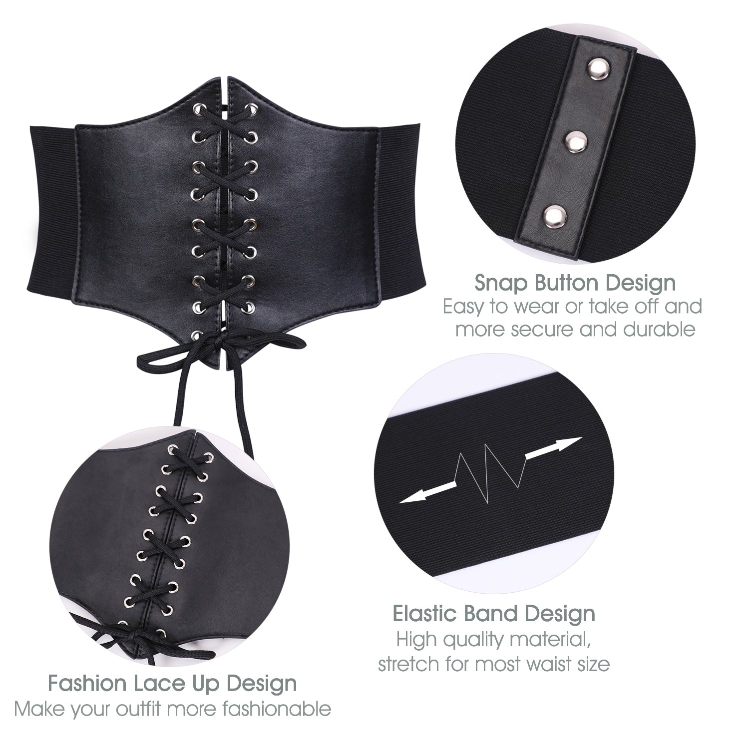 Women’s Elastic Costume Waist Belt Lace-up Tied Waspie Corset Belts for Women by JASGOOD - JASGOOD OFFICIAL