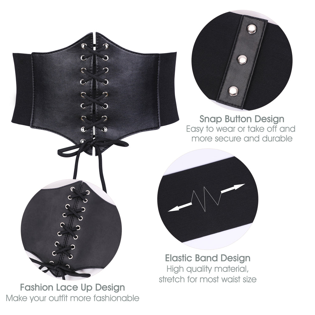 Women’s Elastic Costume Waist Belt Lace-up Tied Waspie Corset Belts for Women by JASGOOD - JASGOOD OFFICIAL