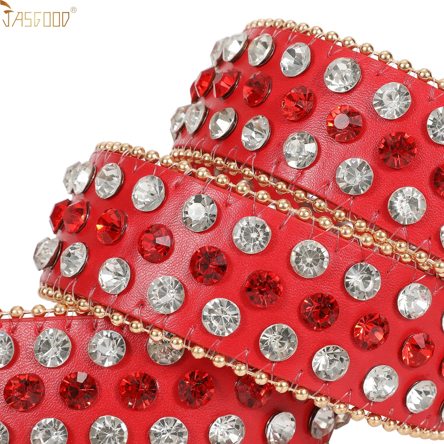 Halloween Rhinestone Belt for Women  Western Cowgirl Bling Studded Leather Belt for Jeans Pants - JASGOOD OFFICIAL