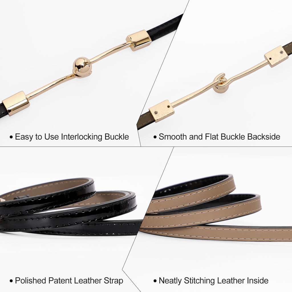 JASGOOD Women Skinny Leather Belt Adjustable Thin Waist Belt with Metal Buckle for Dress 