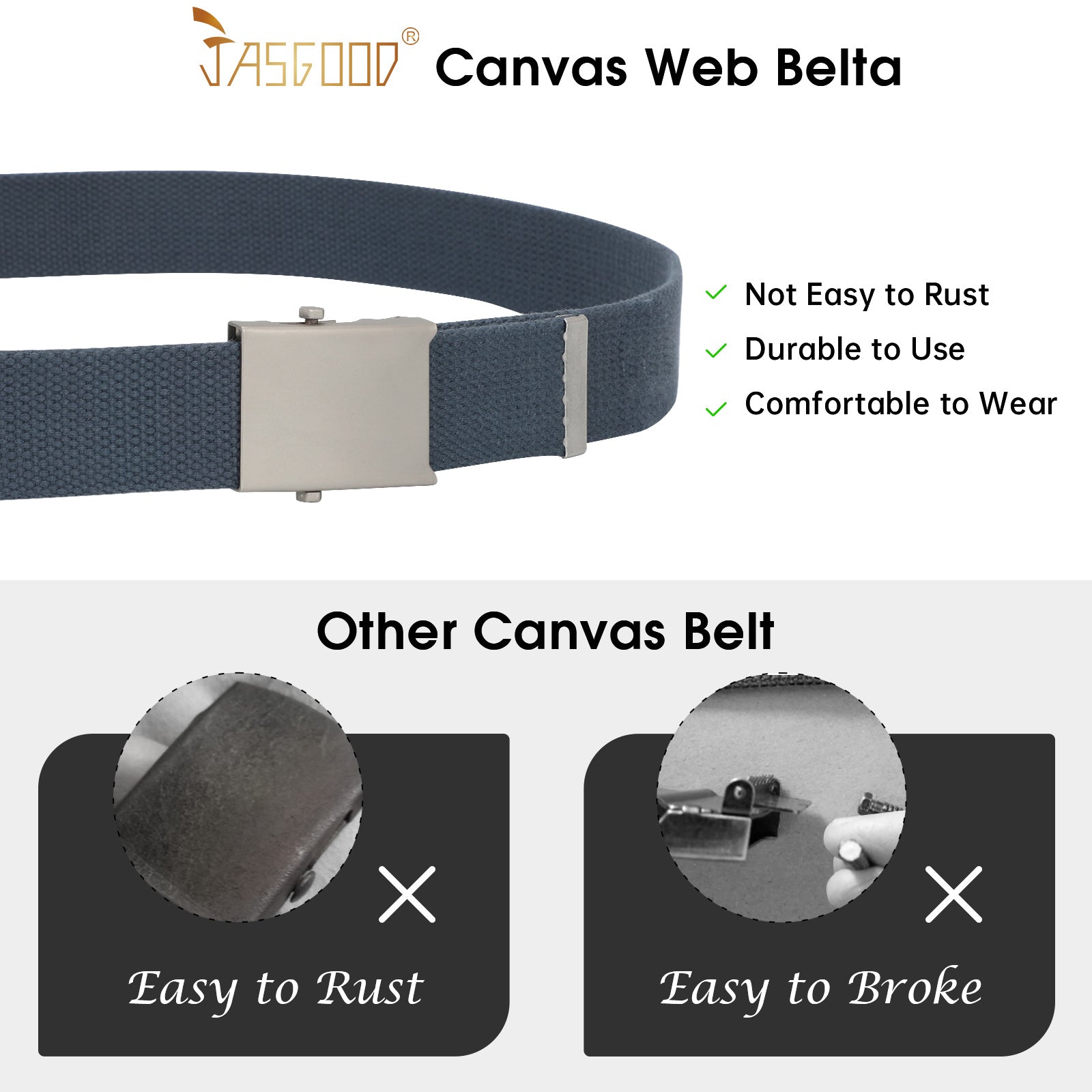 2PCS Men's Outdoor Plastic Belt with Removable Buckle Hiking Belt - JASGOOD OFFICIAL
