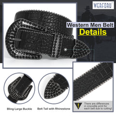 Luxury Crystal Skull designer  Diamond Studded Rhinestone Belts Western Sparkle Leather Men Women Belt