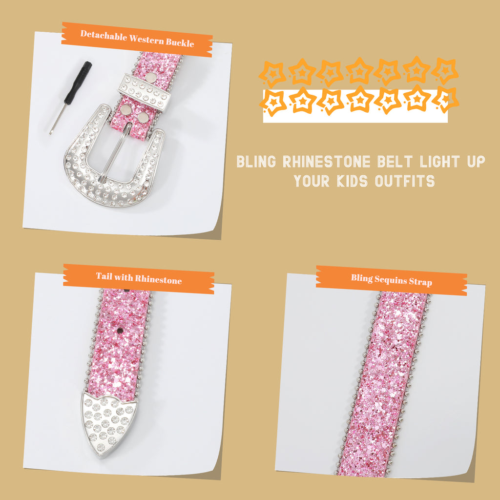 Rhinestone Belt for Men Women Western Cowboy Cowgirl Bling Studded Leather Belt for Jeans Pants