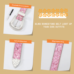 Rhinestone Belt for Men Women Western Cowboy Cowgirl Bling Studded Leather Belt for Jeans Pants