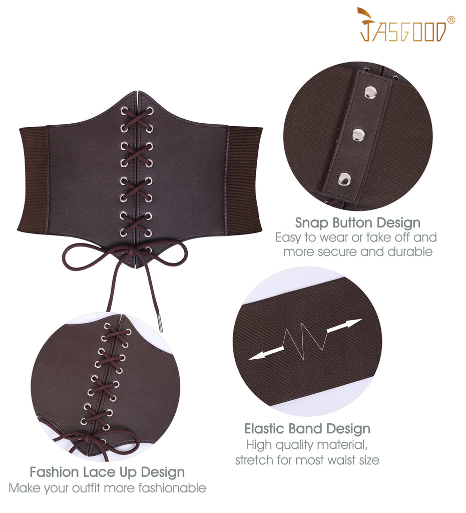 Women’s Elastic Costume Waist Belt Lace-up Tied Waspie Corset Belts for Women by JASGOOD - JASGOOD OFFICIAL