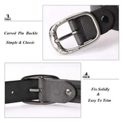 Classic Women Leather Belts for Jeans Floral Embossed Waist Strap with Pin Buckle 