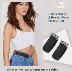 Men Women 2 Pack Elastic Invisible Belts No Buckle Stretch Belt for Jeans