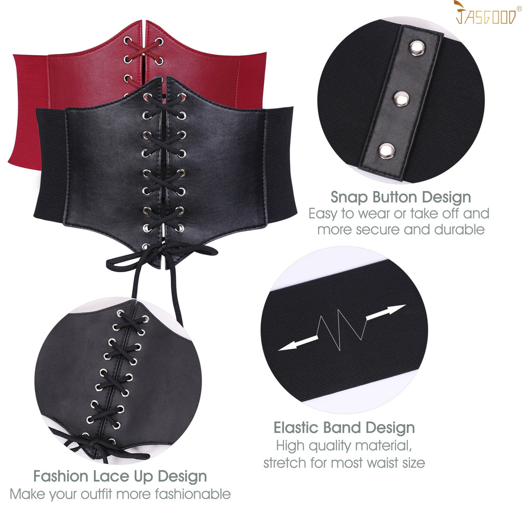 Women’s Elastic Costume Waist Belt Lace-up Tied Waspie Corset Belts for Women by JASGOOD - JASGOOD OFFICIAL