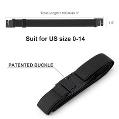 No Show Adjustable Elastic Flat Belt with Patented Buckle for Women Men By JASGOOD 