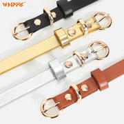 Set of 4 Women Skinny Leather Belt Thin Waist Belt with Metal Buckle for Pants Jeans Dresses