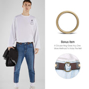 No Buckle Stretch No Show Belt for Men 1.38 inches Wide, Buckless Invisible Elastic Belt for Jeans Pants