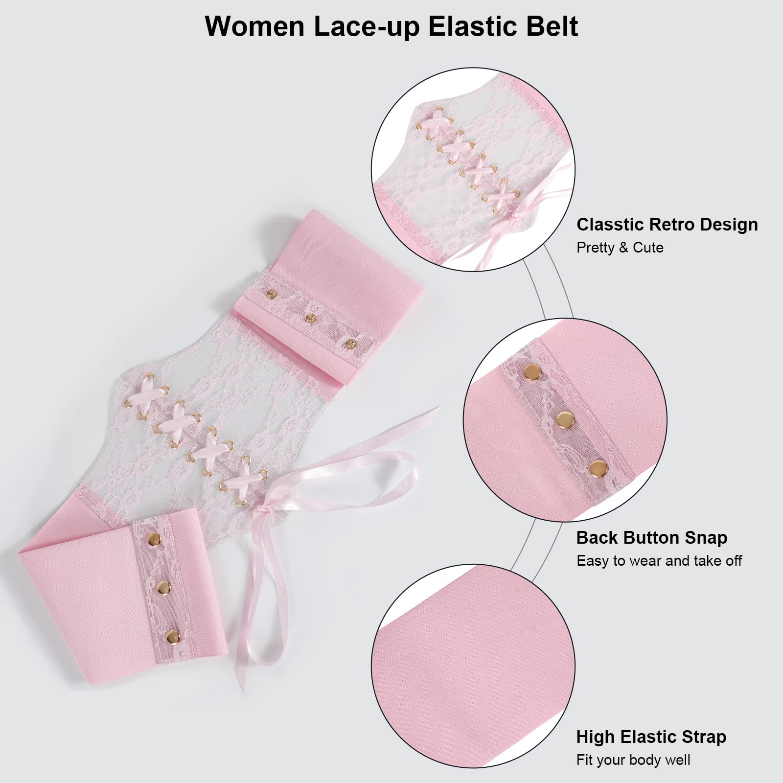 Women Lace-up Corset Waist Belt Transparent PVC Lace Crochet  Elastic Wide Belt for Dress - JASGOOD OFFICIAL