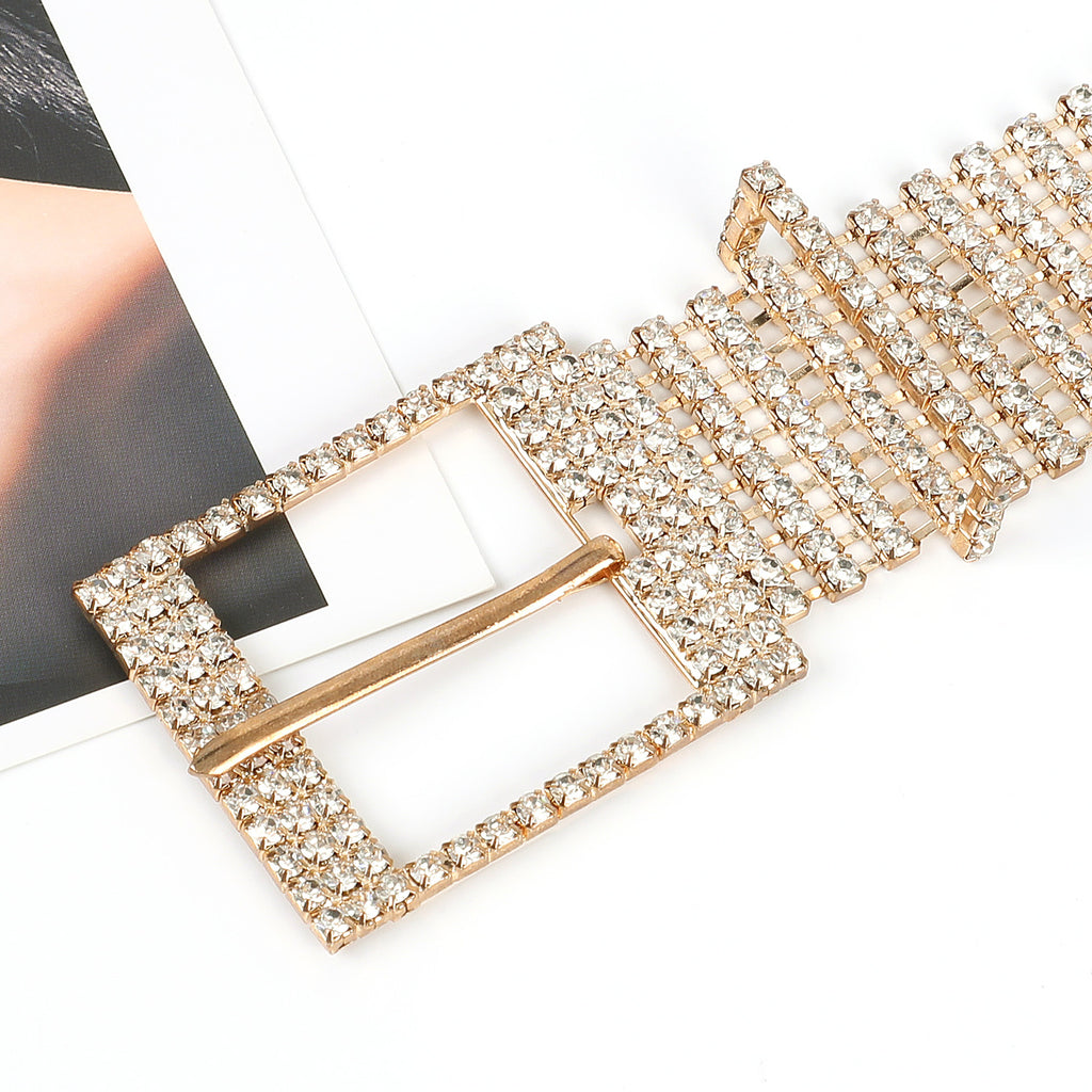 JASGOOD Women Crystal Rhinestone Shiny Waist Belt Sparkle Waistband Waist Chain for Party Club,A-Silver,Suit for Pants Size Below 41 Inches 