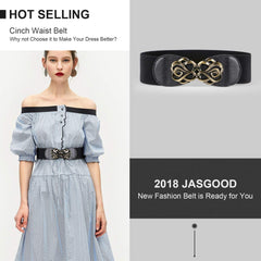 JASGOOD Women Stretchy Belt for Dresses Vintage Elastic Wide Waist Cinch Belt 